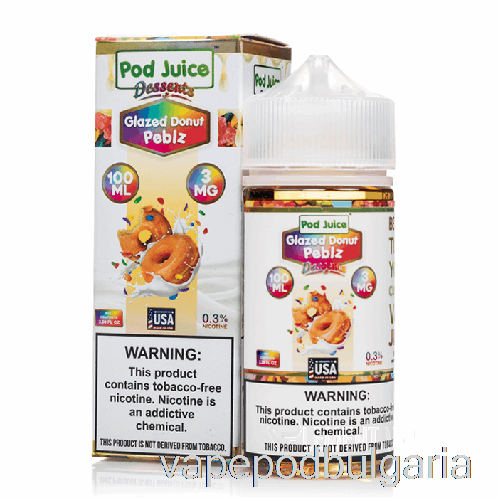 Vape 10000 Дръпки Glazed Donut Peblz - Pod Juice - 100ml 0mg